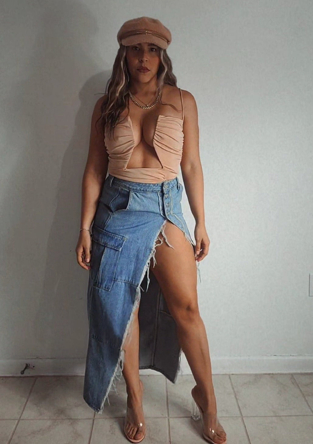 Falda larga mahón- denim