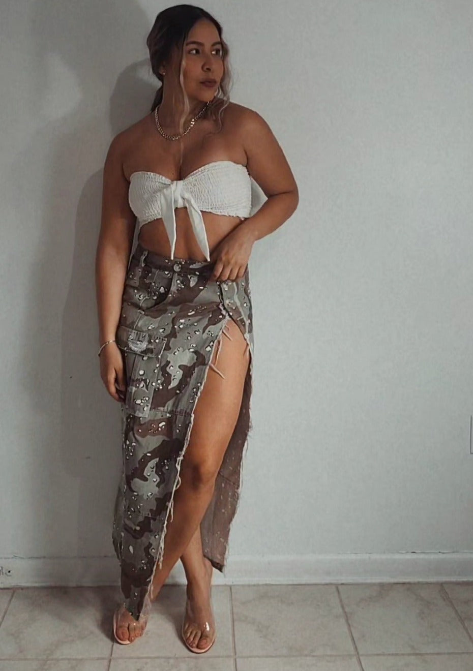 falda militar larga - camo