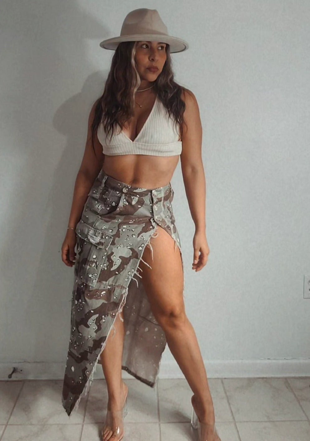 falda militar larga - camo