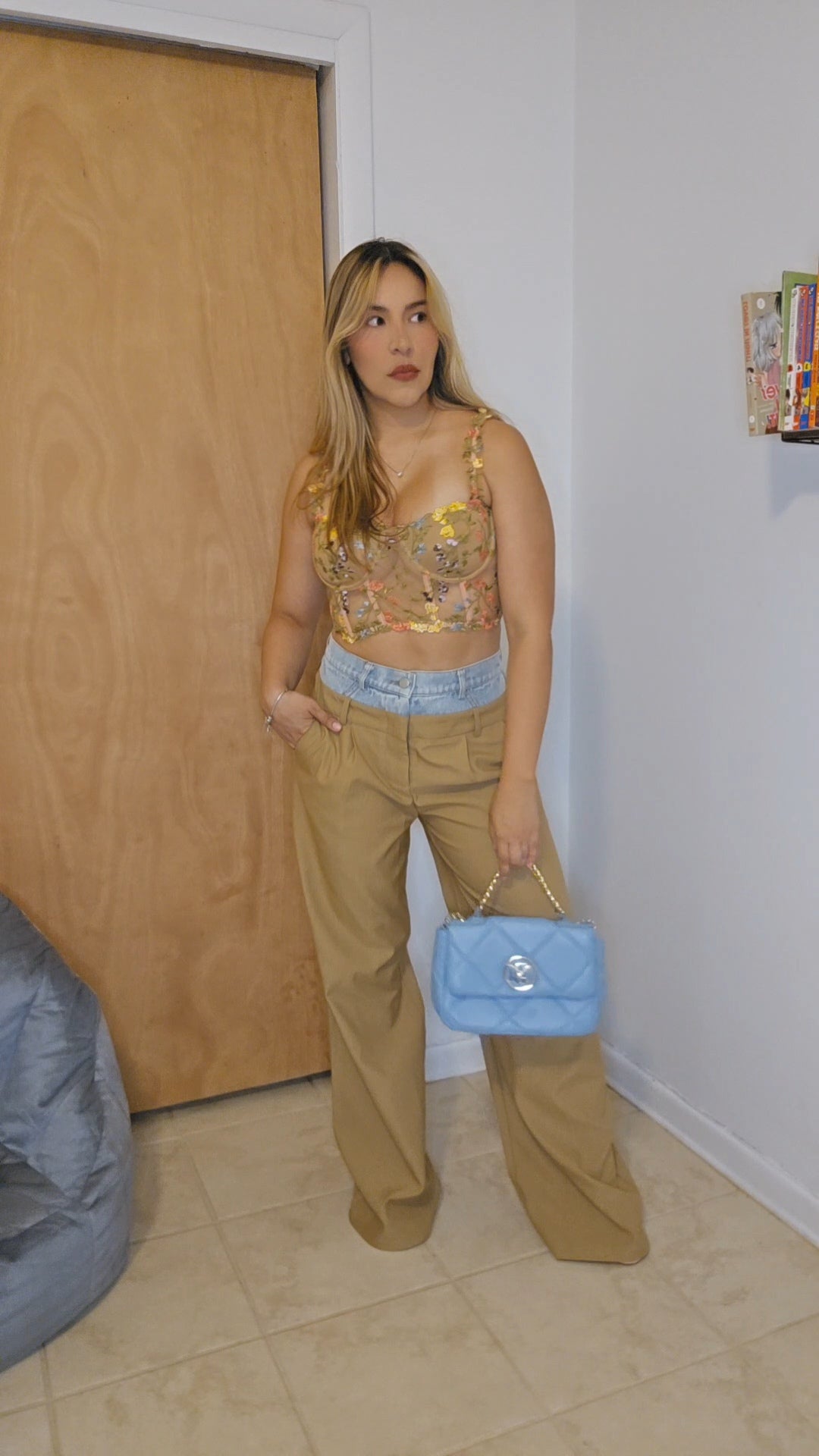 Denim waistband trouser - Taupe