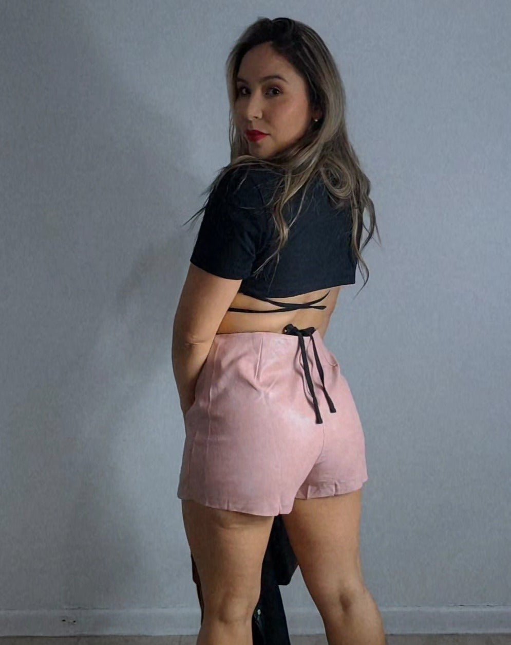 Leather skort - marmol pink blush