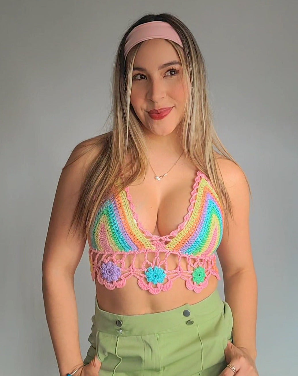 Crochet top - baby rainbow