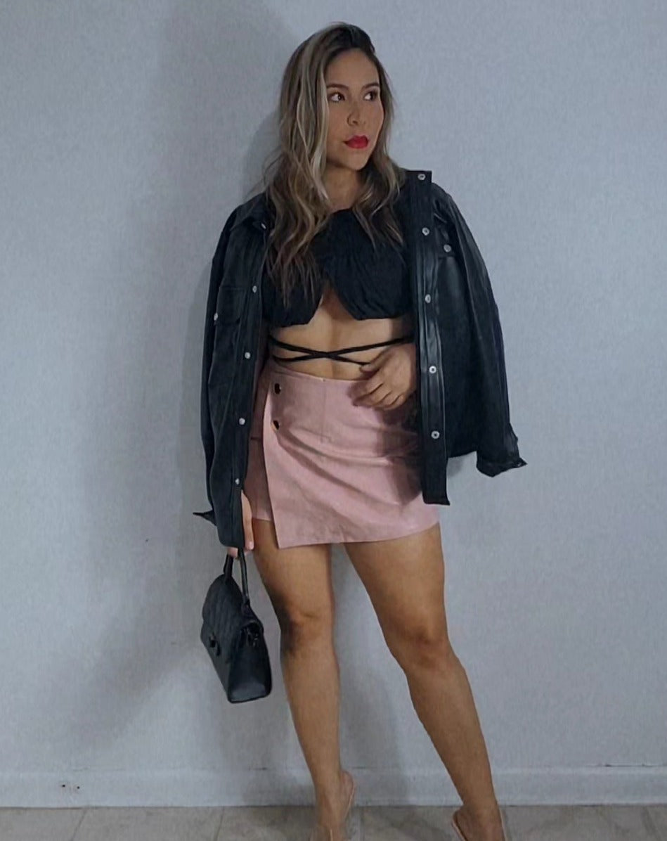 Leather skort - marmol pink blush