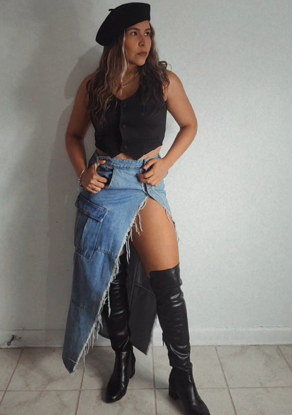 Falda larga mahón- denim