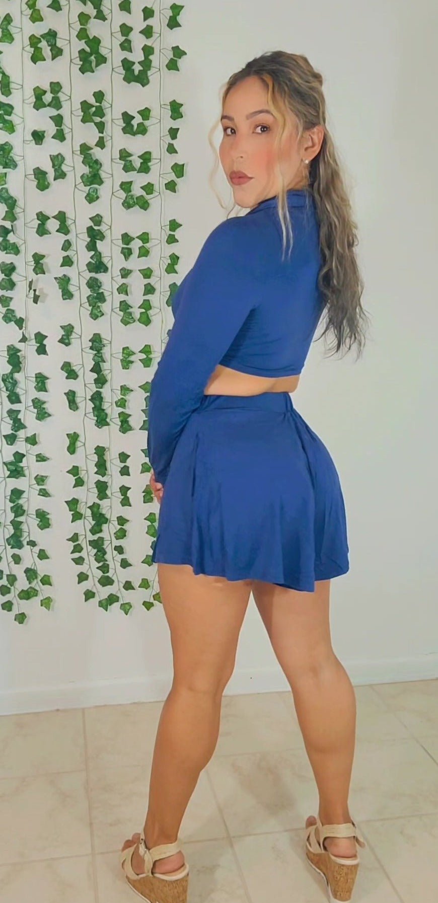Set pantalon corto y top - azul marino - Your Fashion Corner