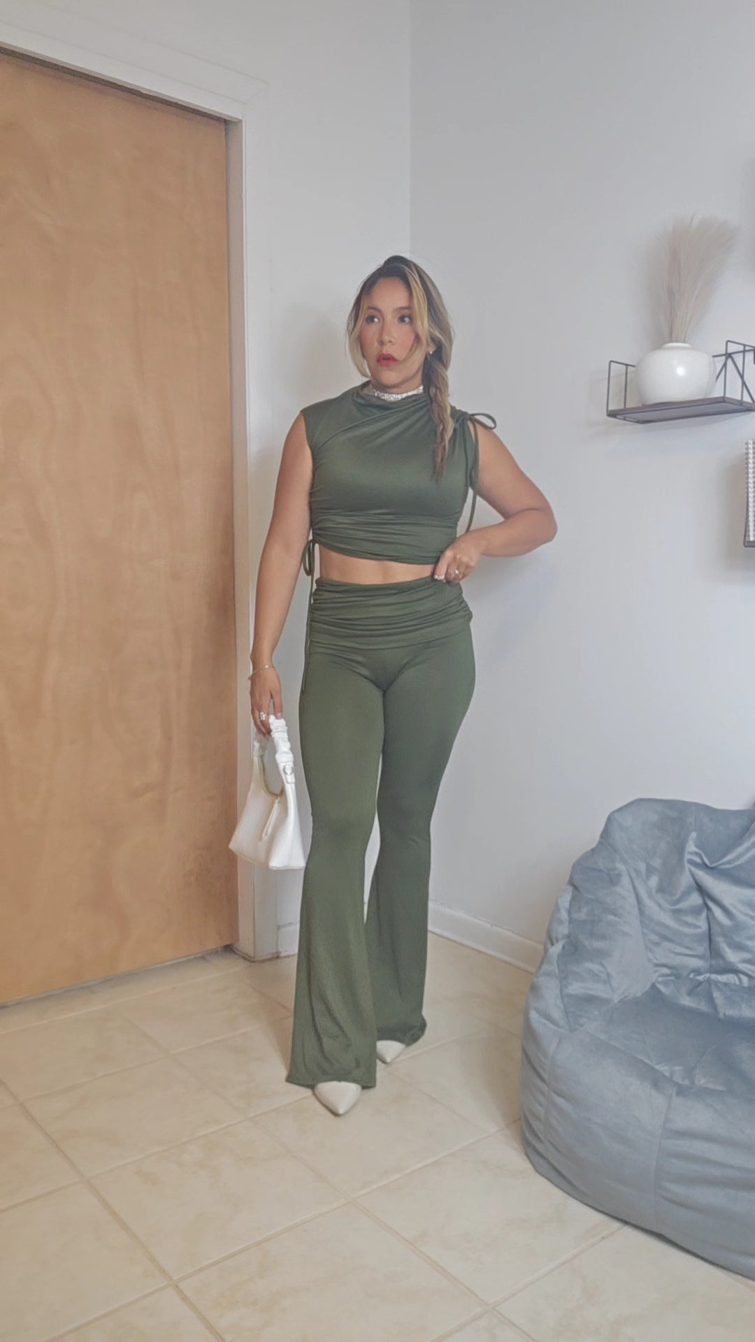 Asymmetric Flare Set- Olive