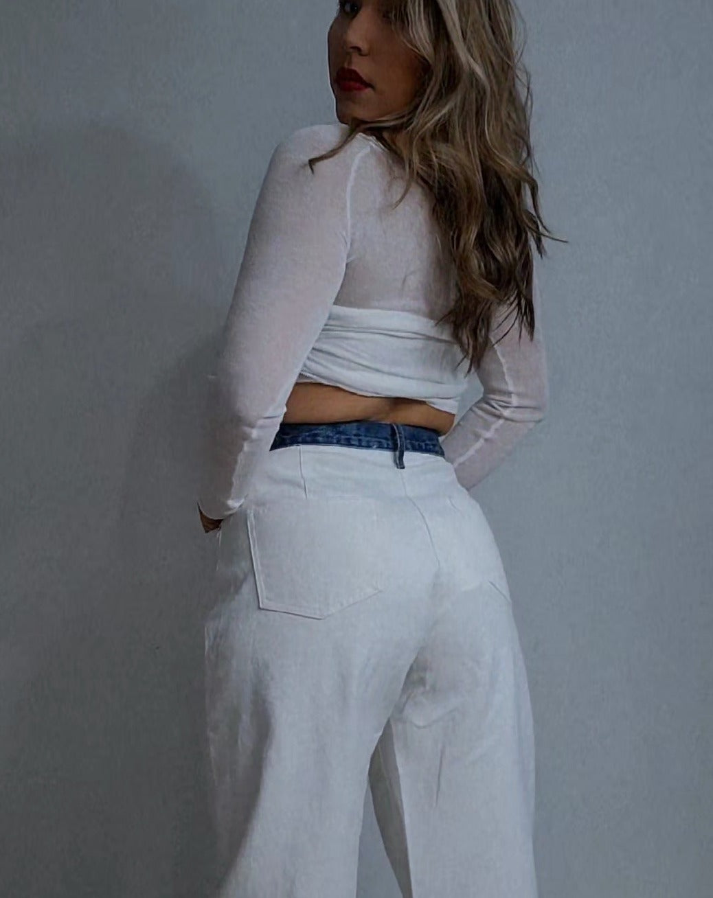 2 layers all White and denim trouser