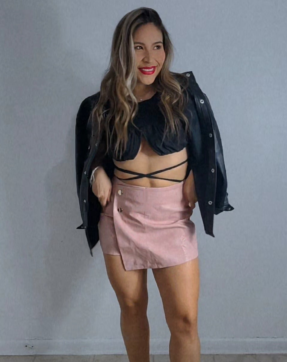 Leather skort - marmol pink blush