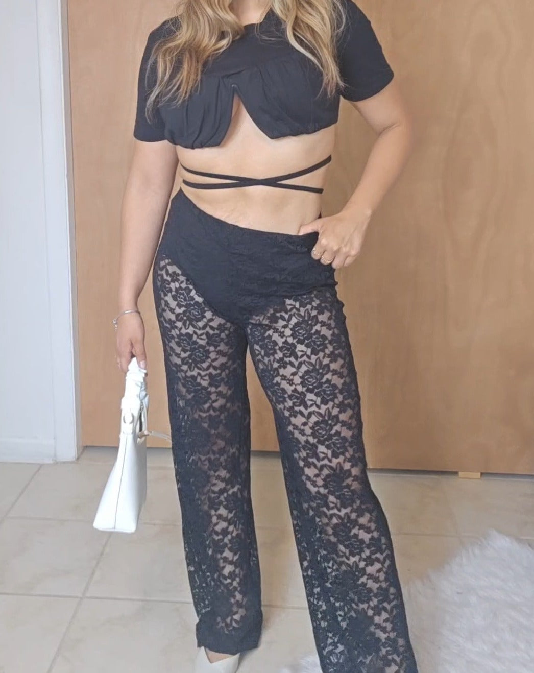 Lace trouser- Black