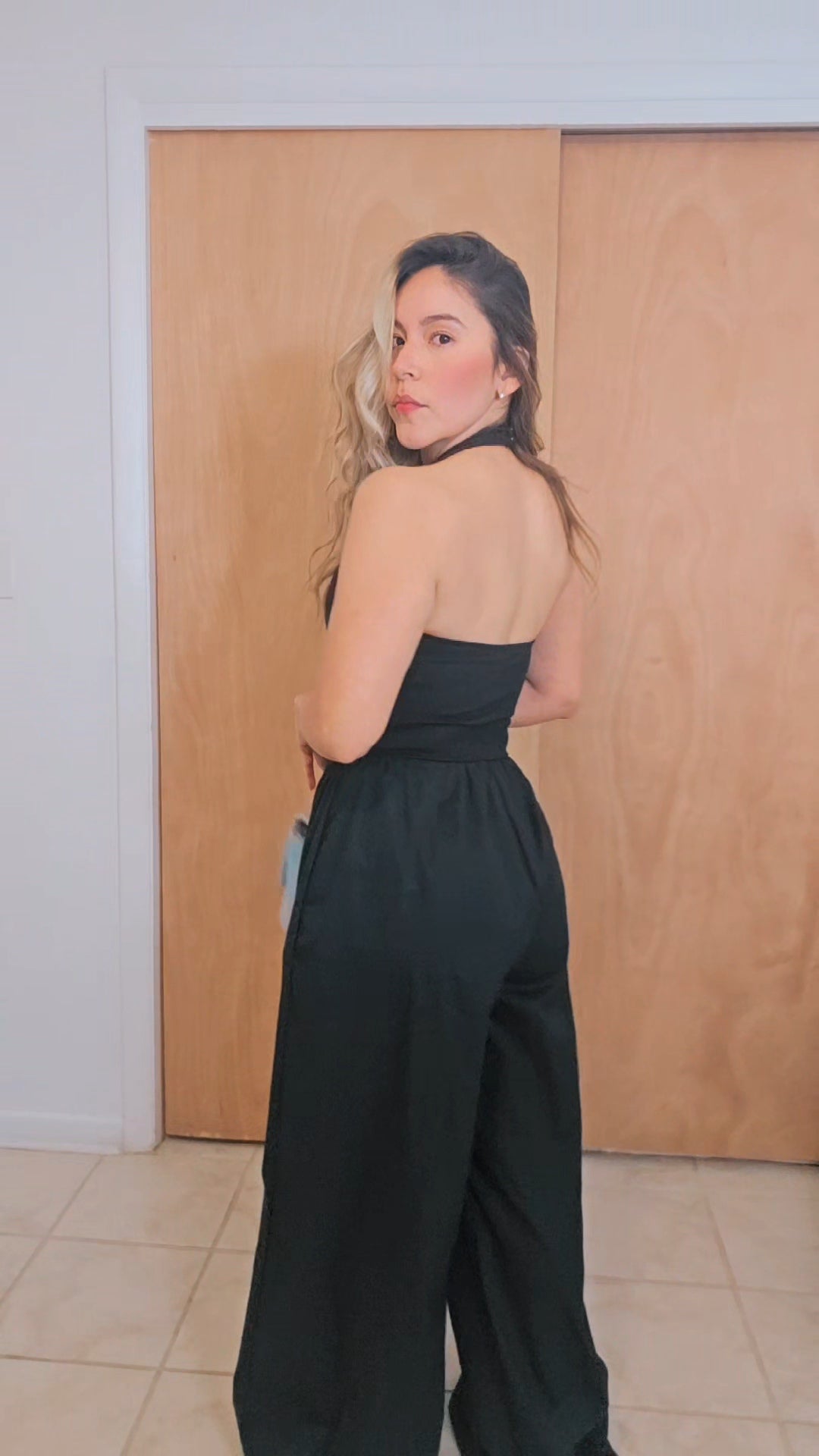 Halter Palazzo Jumpsuit- Black