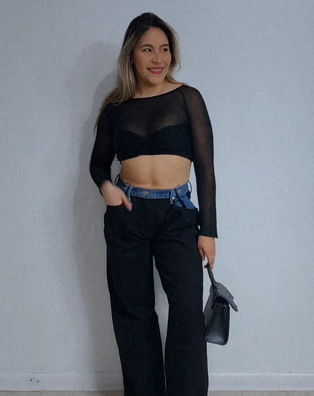 Knit Crop Top- Black and White