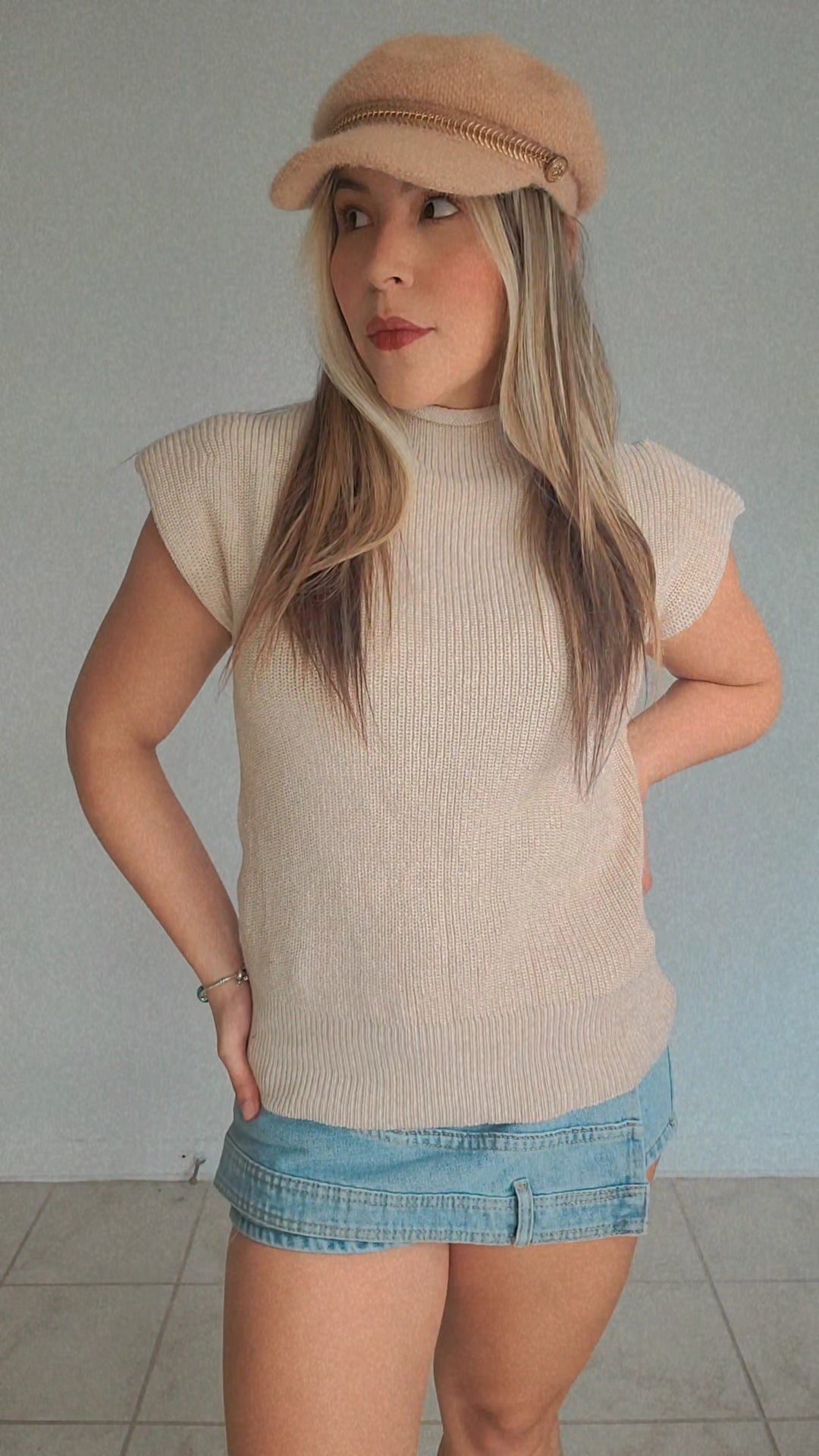 Turtleneck sweater Top - Beige