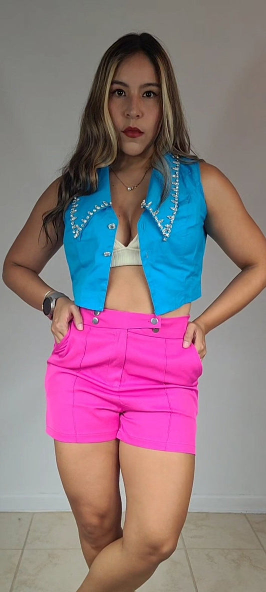 Top con piedras - azul - Your Fashion Corner